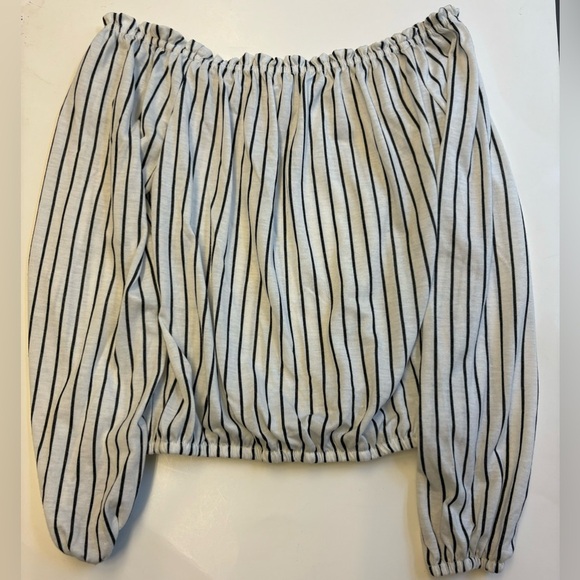 Ardene off the shoulder long sleeve stripped crop top women size XS - Picture 2 of 9